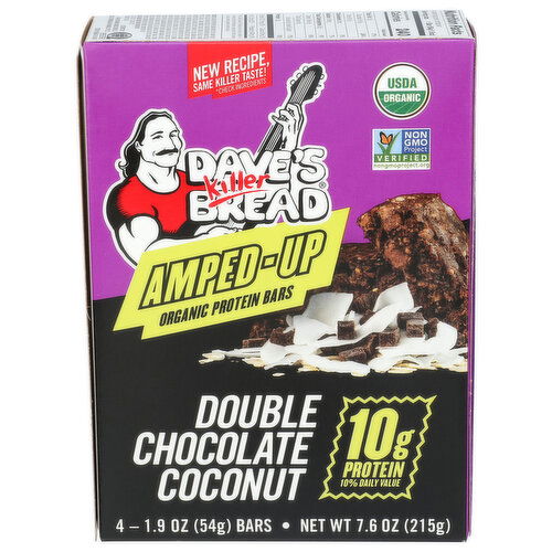 DAVE's Killer Bread Amped-Up Protein Bars Double Chocolate Coconut - 1.9 Ounce - 4 Count