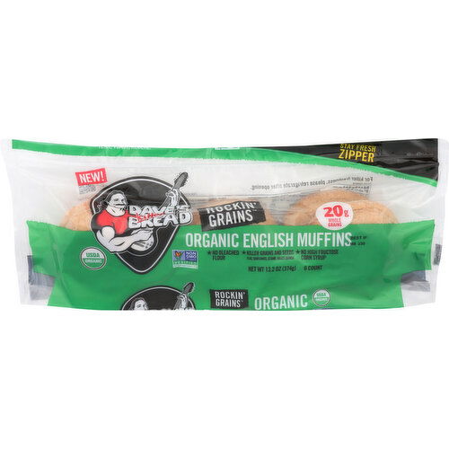 Dave's Killer Bread Rockin' Grains Organic English Muffins, Multigrain - 2.2 Ounce - 6 Count