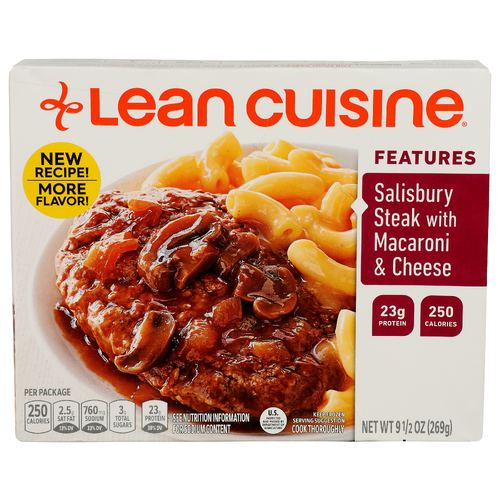 Lean Cuisine Macaroni & Cheese Features Salisbury Steak - 9.5 Ounce