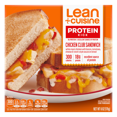Lean Cuisine Frozen Meal Chicken Club Sandwich, Protein Kick Microwave Meal, Dinner For One Panini - 6 Ounce
