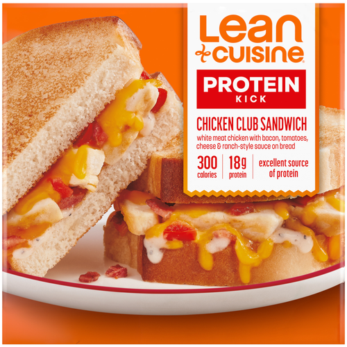 Lean Cuisine Frozen Meal Chicken Club Sandwich, Protein Kick Microwave Meal, Dinner For One Panini - 6 Ounce