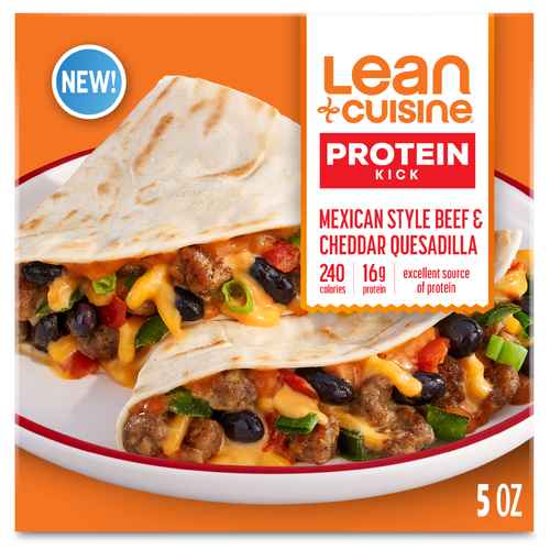 Lean Cuisine Protein Kick Mexican Style Beef And Cheddar Quesadilla, Quick Meals - 4.9 Ounce