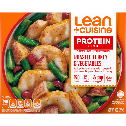 Lean Cuisine Frozen Meal Roasted Turkey And Vegetables, Protein Kick Microwave Meal, Dinner With Veggies, For One - 9 Ounce