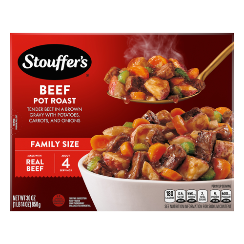 Stouffer's Beef Pot Roast, Family Size, Frozen Dinner, Easy Meals, Oven & Microwave Dinner - 30 Ounce