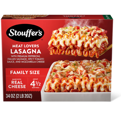 Stouffer's With A Hearty Tomato Sauce, Pepperoni, Italian Sausage, Ground Beef & Pork Family Size Meat Lovers Lasagna - 34 Ounce Image 1 of 4