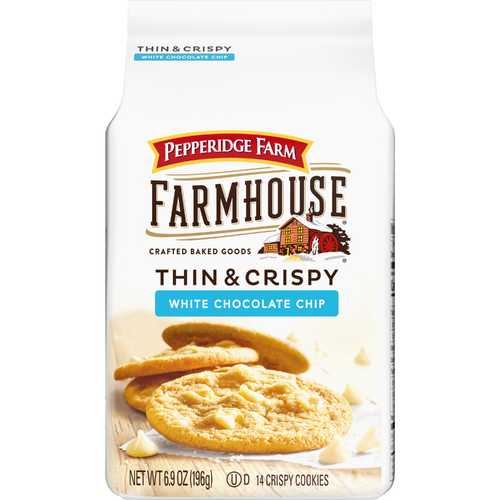 Pepperidge Farm Farmhouse Thin & Crispy White Chocolate Chip Cookies, Bag - 6.9 Ounce