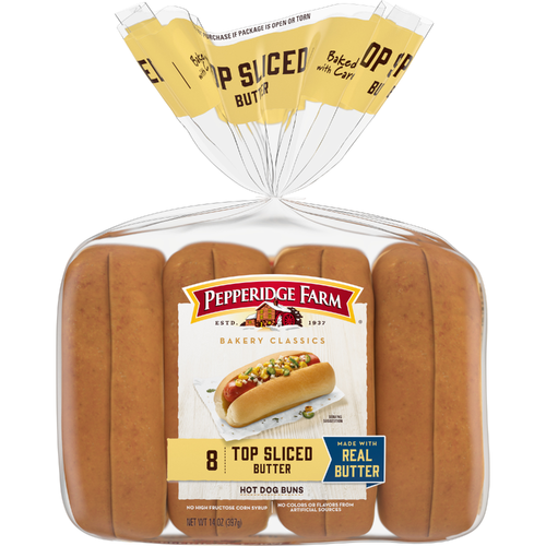 Pepperidge Farm Top Sliced Butter Hot Dog Buns - 14 Ounce Image 1 of 2