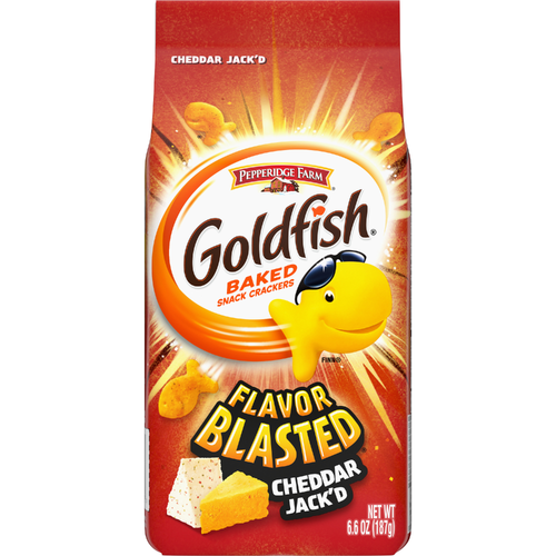 Pepperidge Farm Goldfish Flavor Blasted Cheddar Jack'd Crackers, Snack Bag - 6.6 Ounce