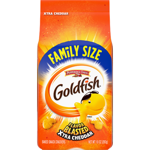 Pepperidge Farm Goldfish Crackers, Flavor Blasted Xtra Cheddar Family Size, Bag - 10 Ounce