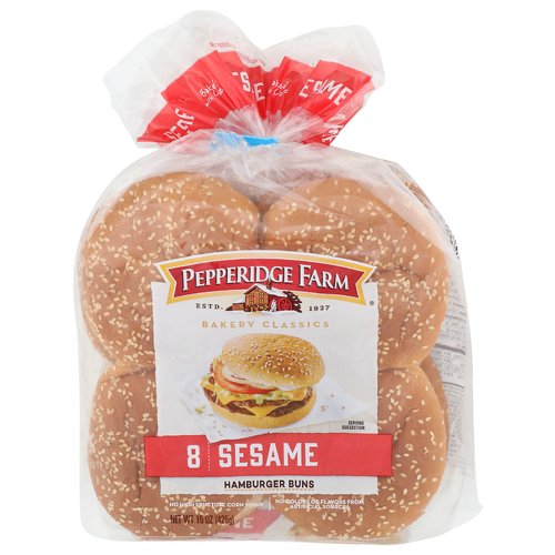 Pepperidge Farm Sesame Bakery Classics Hamburger Buns - 1.875 Ounce - 8 Count