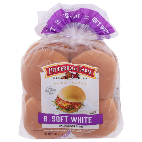 Pepperidge Farm Bakery Classics Soft White Hamburger Buns - 1.813 Ounce - 8 Count