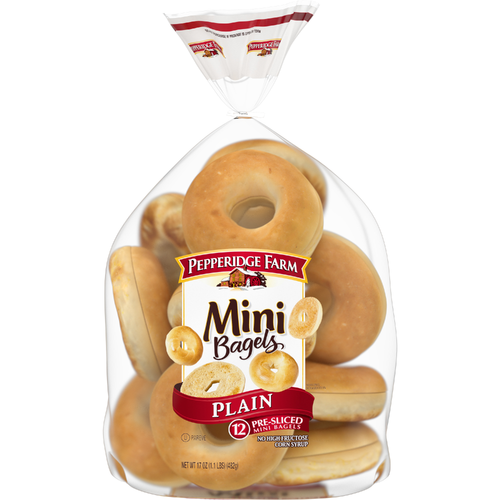 Pepperidge Farm Mini Bagels, Plain, Bag - 17 Ounce