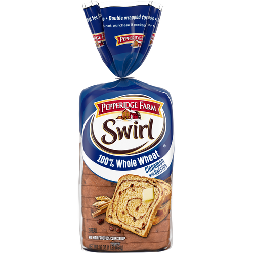 Pepperidge Farm Swirl 100% Whole Wheat Cinnamon With Raisins Breakfast Bread, Loaf - 16 Ounce
