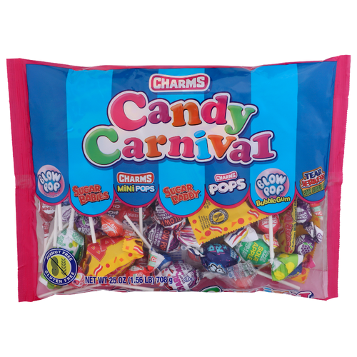 Charms Blow Pop Sugar Babies Mini Pops Daddy Bubble Gum Tear Jerkers Sour Candy Carnival - 25 Ounce