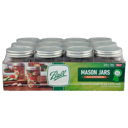 Ball Regular Mouth Mason Jars - 8 Ounce - 12 Count