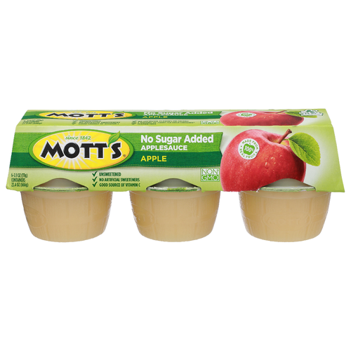 Mott's Apple No Sugar Added Applesauce - 3.9 Ounce - 6 Count
