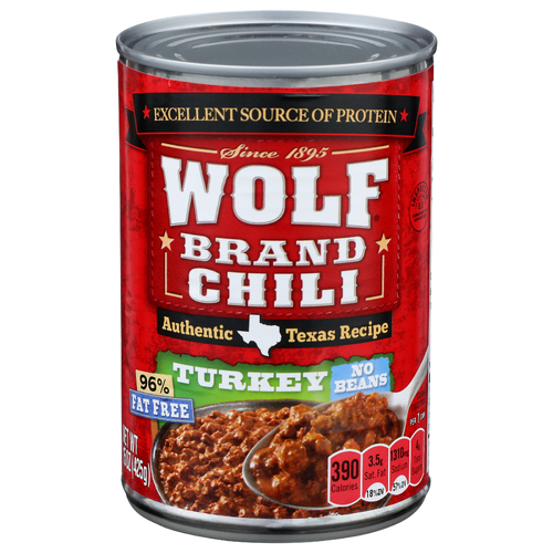 Wolf Brand Chili No Beans Authentic Texas Recipe Turkey - 15 Ounce