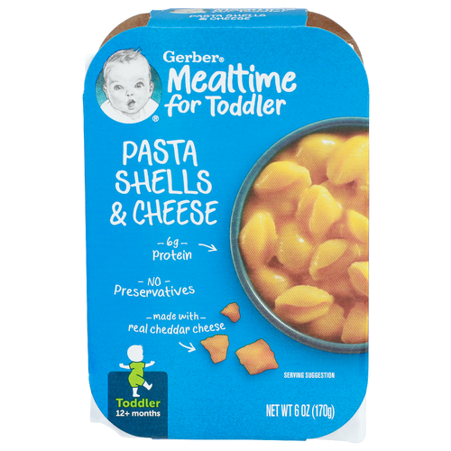 Gerber Mealtime For Toddler Pasta Shells & Cheese - 6 Ounce