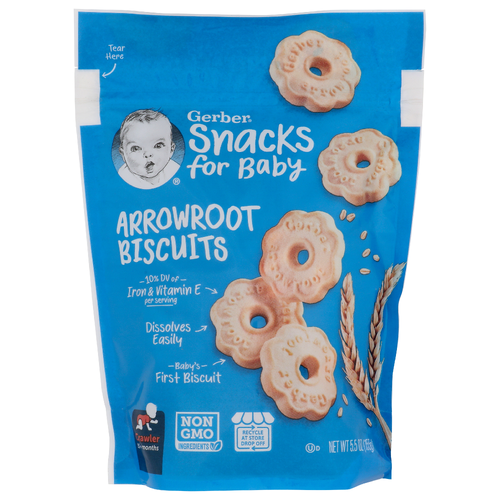 Gerber Snacks For Baby Arrowroot Biscuits - 5.5 Ounce