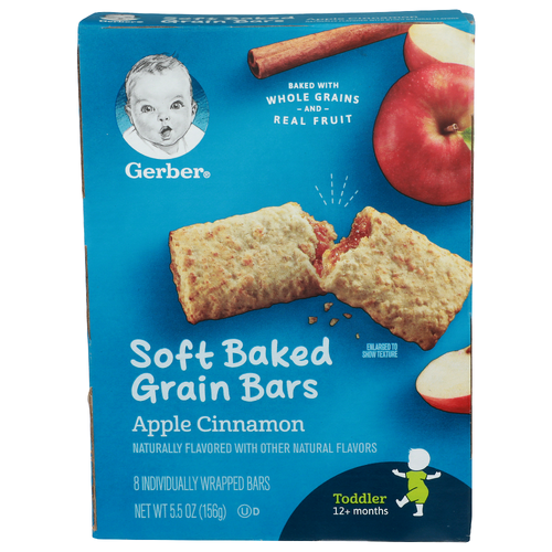 Gerber Apple Cinnamon Soft Baked Grain Bars - 0.688 Ounce - 8 Count