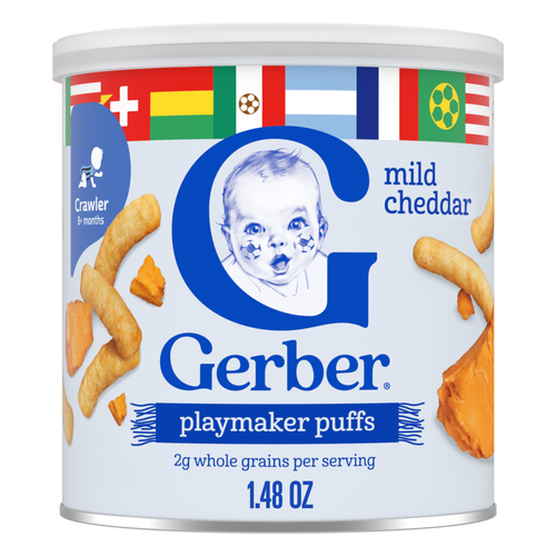 Gerber Snacks For Baby Mild Cheddar Baked Grain Snack Stage 3 Food Lil' Crunchies Led Feeding - 1.48 Ounce Image 1 of 4