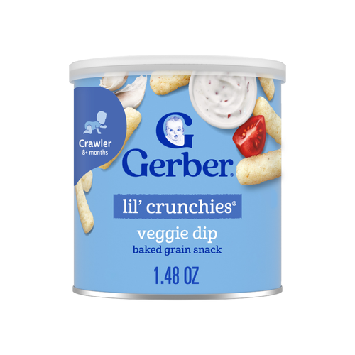 Gerber Stage 3 Baby Food Snacks, Veggie Dip Lil' Crunchies, Led Feeding - 1.48 Ounce