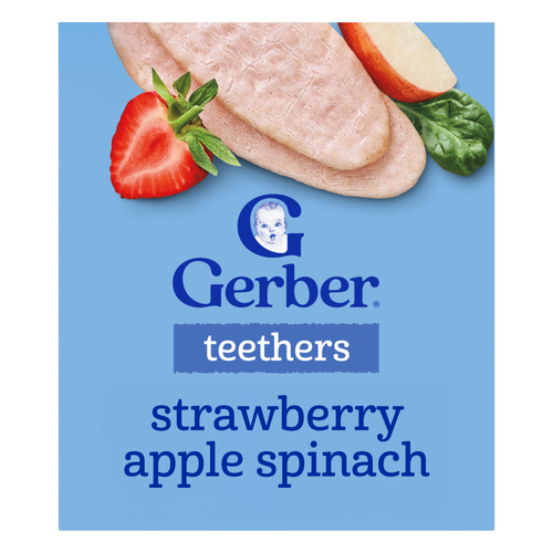 Gerber Snacks For Baby Strawberry Apple Spinach Gentle Teething Wafers Stage 3 Food - 1.7 Ounce Image 1 of 4