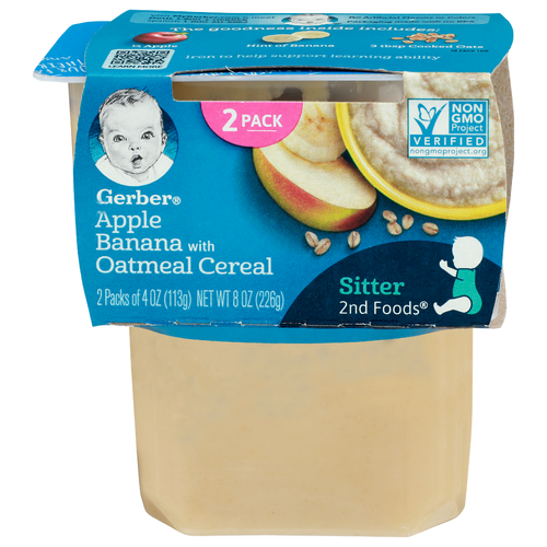 Gerber Apple Banana With Oatmeal Cereal Sitter 2nd Foods - 4 Ounce - 2 Count