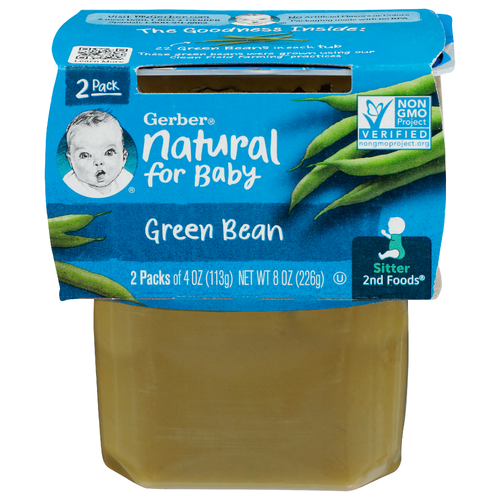 Gerber Natural For Baby Green Bean Sitter 2nd Foods - 4 Ounce - 2 Count