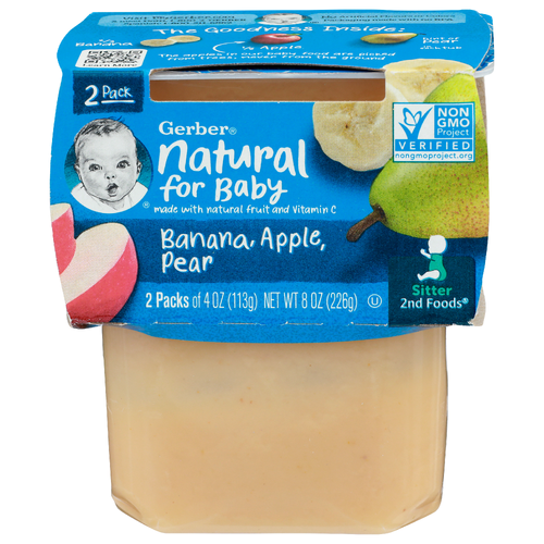 Gerber Natural For Baby Banana, Apple, Pear - 4 Ounce - 2 Count