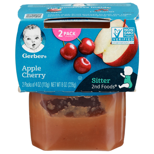Gerber Apple Cherry Sitter 2ND Foods - 4 Ounce - 2 Count Image 1 of 4