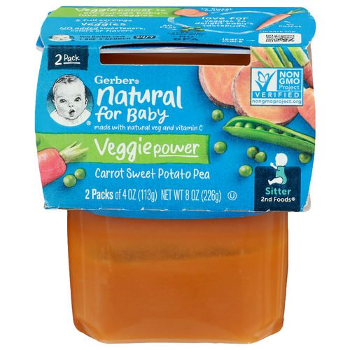 Gerber Natural For Baby Carrot Sweet Potato Pea Veggie Power - 4 Ounce - 2 Count