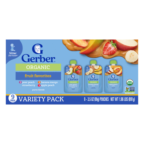 Gerber Variety Pack 2nd Foods Organic Fruit and Veggie Baby Food - 1.97 Pound Image 1 of 2