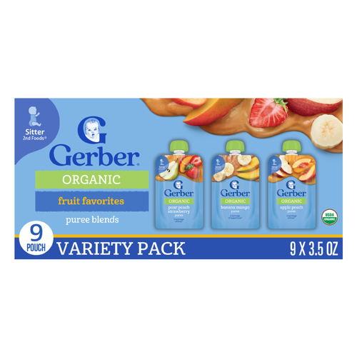 Gerber Variety Pack 2nd Foods Organic Fruit and Veggie Baby Food - 1.97 Pound