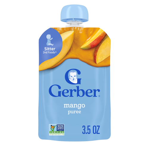 Gerber Stage 2 Baby Food, Mango Puree Pouch - 12 Count