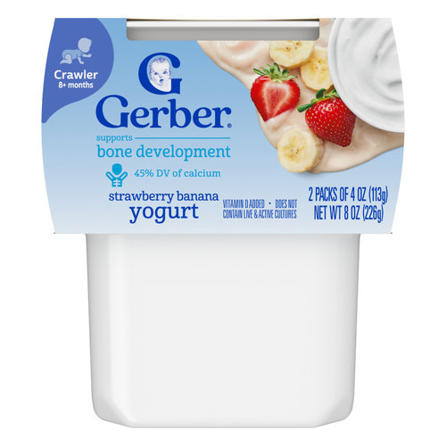 Gerber Stage 3 Baby Food, Strawberry Banana Yogurt Puree Tubs - 8 Ounce