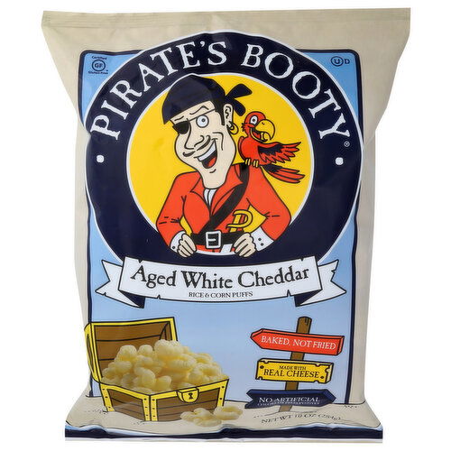 Pirate Brands Baked Rice & Corn Puffs Aged White Cheddar - 10 Ounce