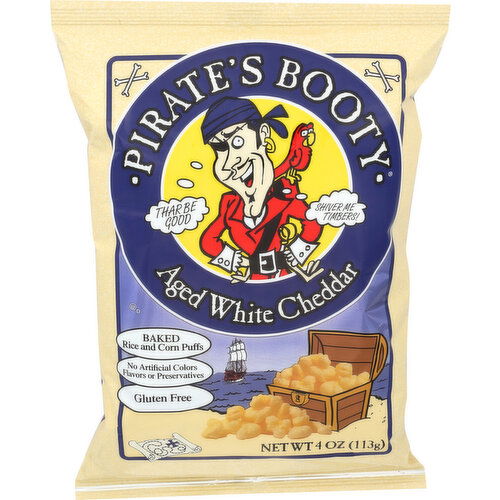 Pirate's Booty Aged White Cheddar Baked Rice & Corn Puffs - 4 Ounce