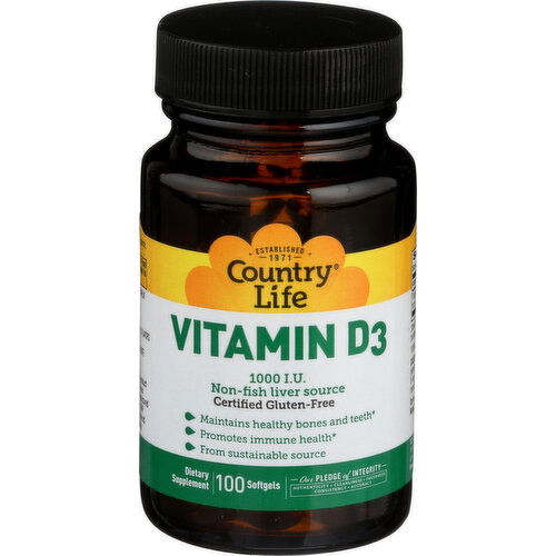 Country Life Vitamin D3 1000 I.U - 100 Count