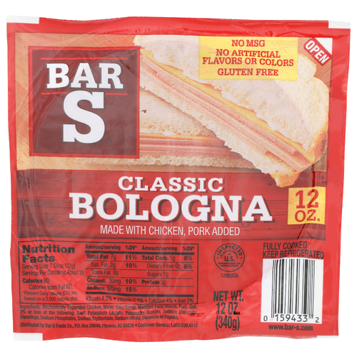 Bar S Made With Chicken, Pork Added Classic Bologna - 12 Ounce