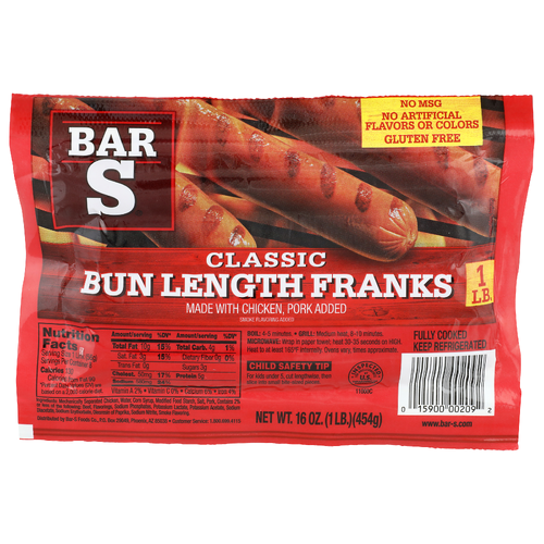 Bar S Classic Bun Length Franks - 16 Ounce