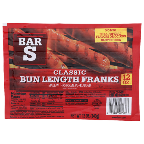Bar S Classic Bun Length Franks - 12 Ounce