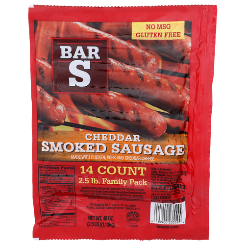 Bar S Cheddar Samoked Sausage - 2.857 Ounce - 14 Count