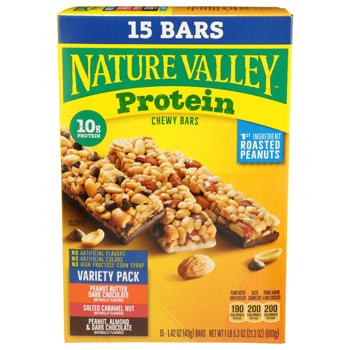 Nature Valley Peanut Butter Dark Chocolate Salted Caramel Nut Almond & Dark Variety Pack Protein Chewy Bars - 1.42 Ounce - 15 Count