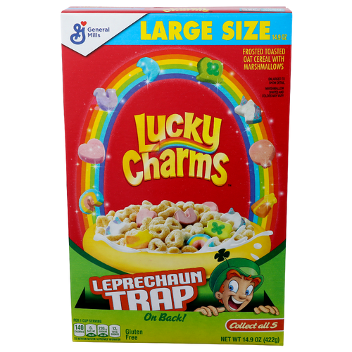 General Mills Lucky Charms Large Size Frosted Toasted Oat Cereal With Marshmallows - 14.9 Ounce
