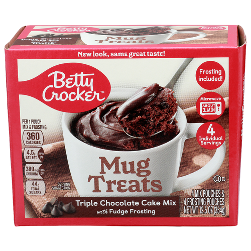 Betty Crocker Mug Treats Triple Chocolate Cake Mix With Fudge Frosting - 3.125 Ounce - 4 Count