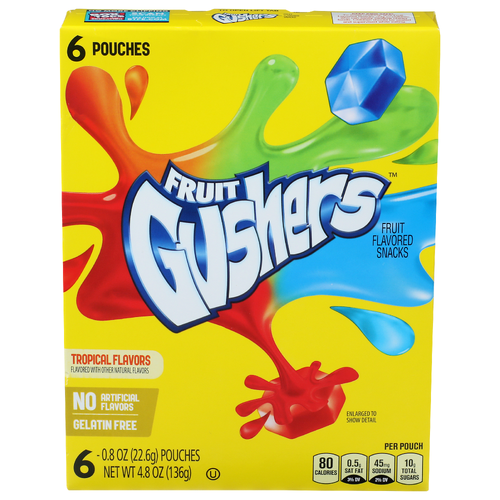 Fruit Gushers Tropical Fruit Flavored Snacks - 0.8 Ounce - 6 Count