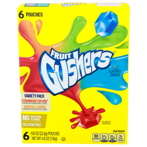 Fruit Gushers Strawberry Splash Tropical Flavors Variety Pack Flavored Snacks - 0.8 Ounce - 6 Count