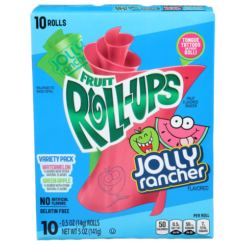 Fruit Roll-Ups Jolly Rancher Flavored Variety Pack Watermelon Green Apple Snacks - 0.5 Ounce - 10 Count