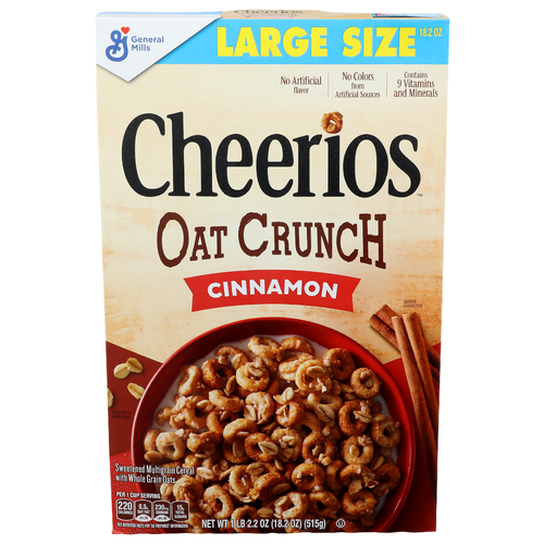 General Mills Cheerios Cinnamon Oat Crunch Sweetened Multigrain Cereal With Whole Grain Oats - 18.2 Ounce